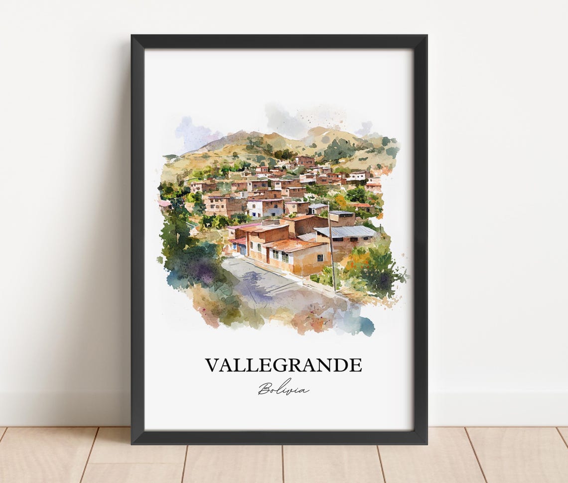 Vallegrande Watercolor Travel Poster, Bolivia - Image 5