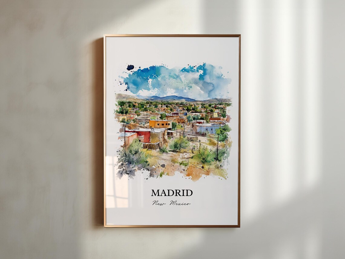 Madrid Nm Watercolor Travel Poster, New Mexico - Image 4
