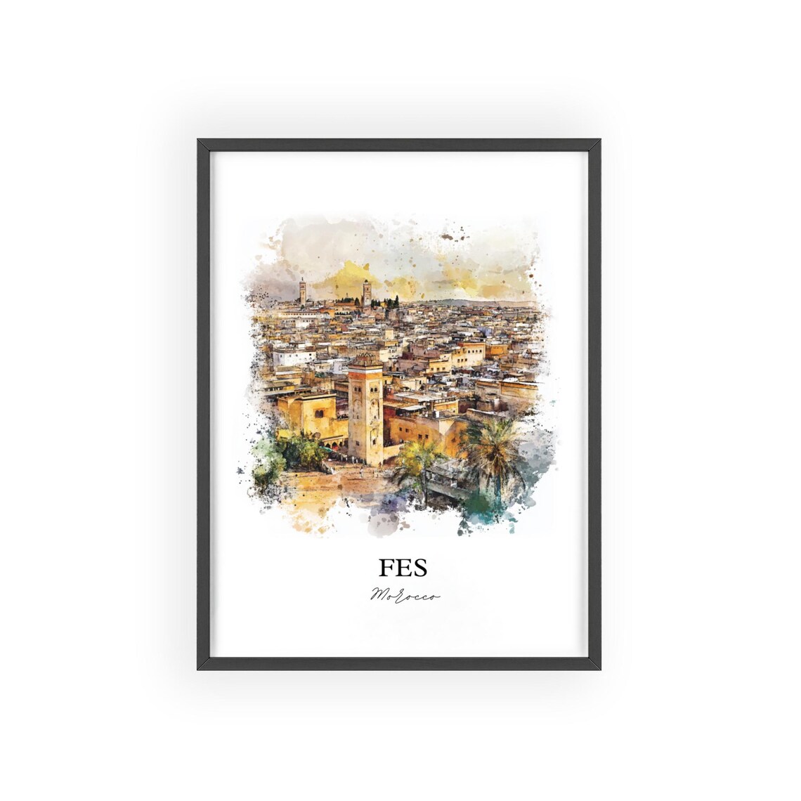 Fes Morocco Watercolor Travel Poster, Wall Art Print - Image 2