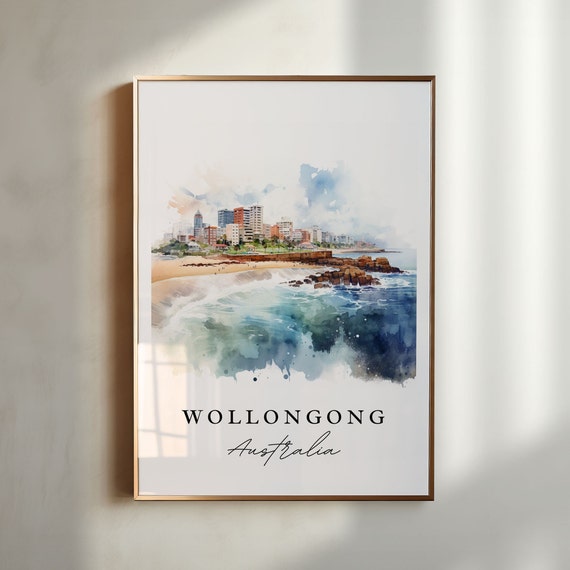 Wollongong Australia Wall Art Poster Wedding Gift Birthday Present Custom Text Personalized