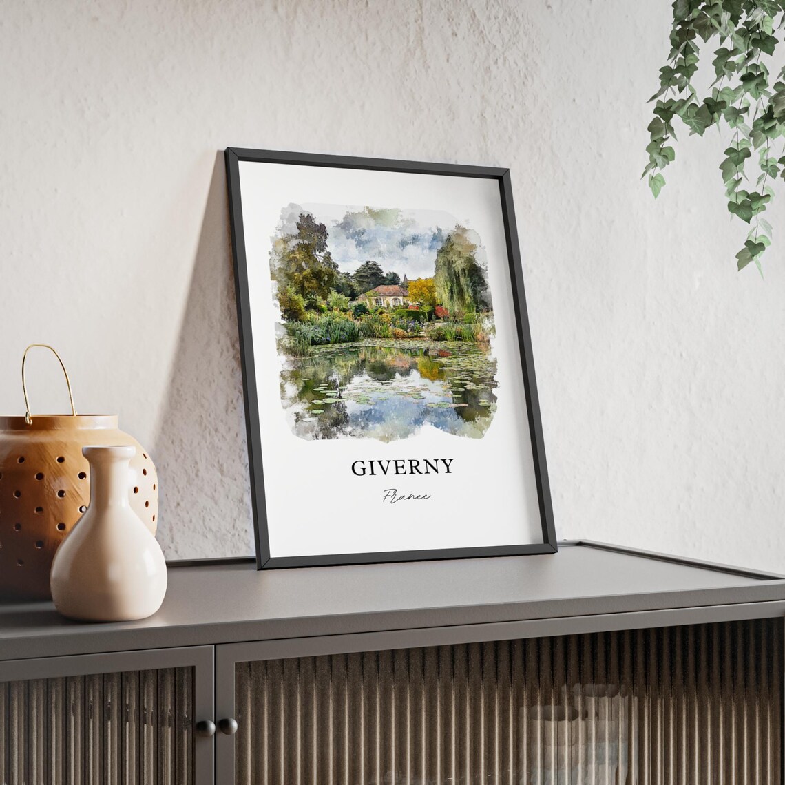 Giverny France Monet Water Lily Garden Watercolor Travel Poster - Image 4