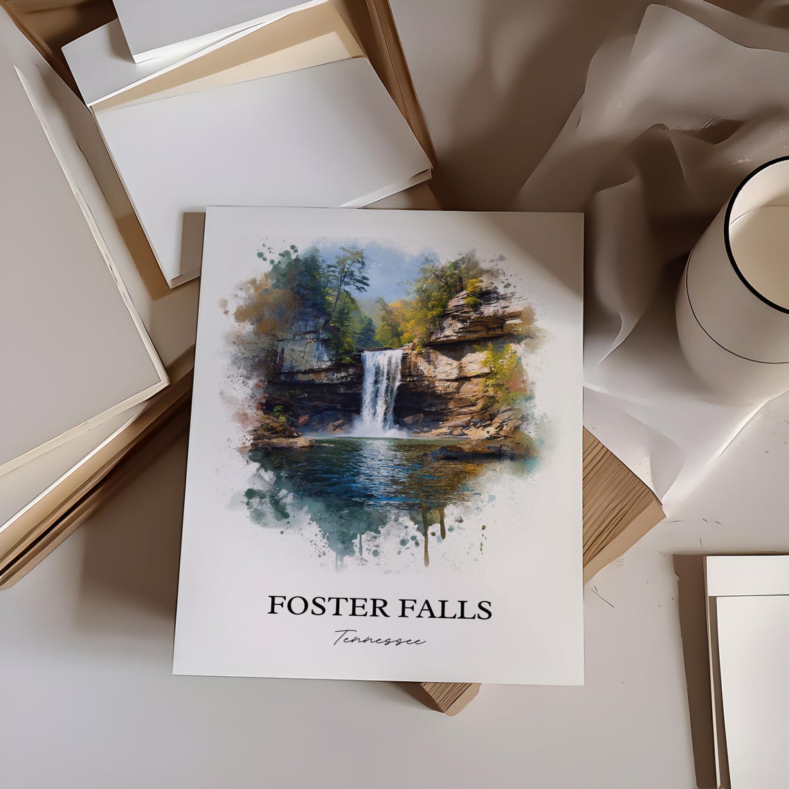 Foster Falls Tennessee Sequatchie Valley Cliff Waterfall Poster - Image 4