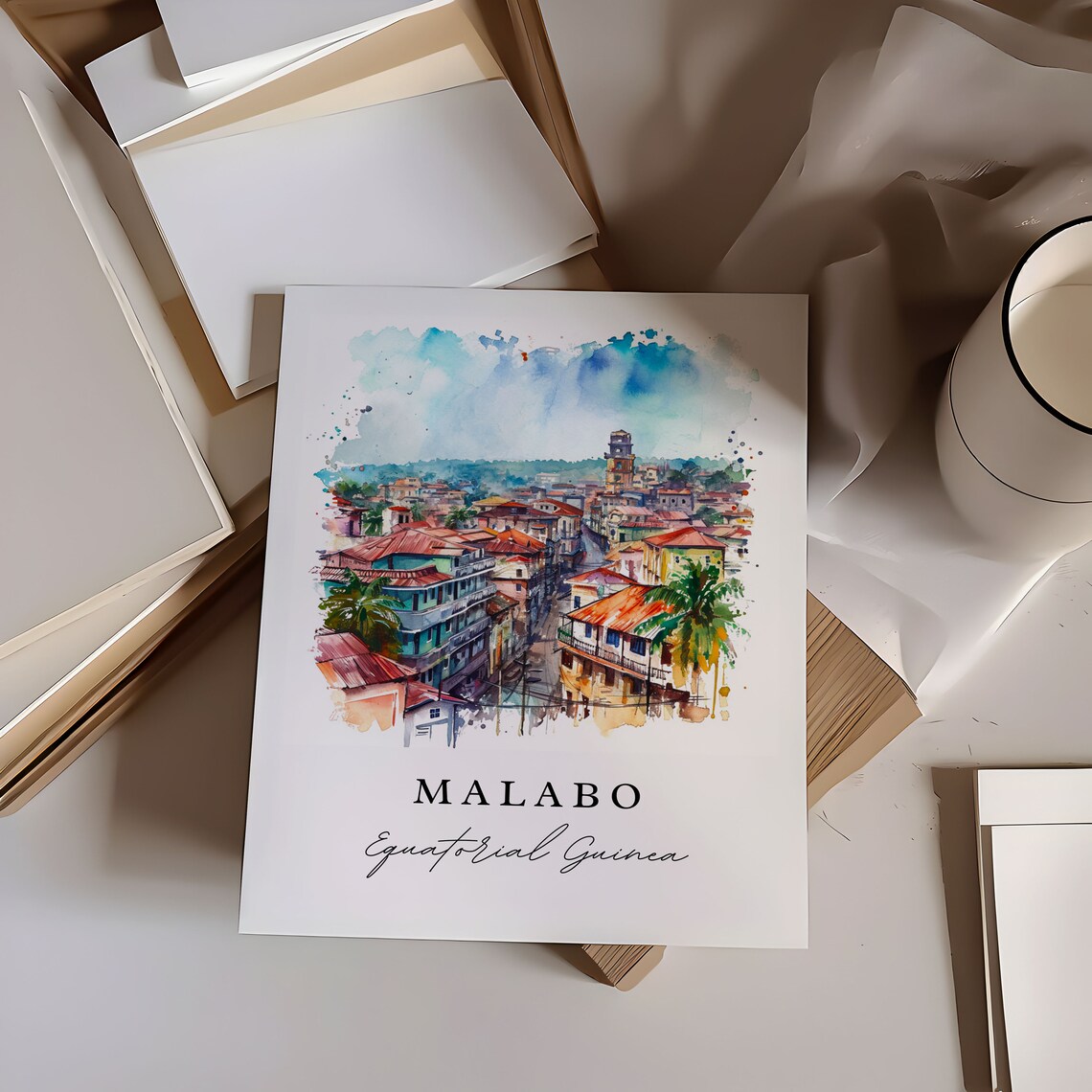 Malabo Equatorial Guinea Custom Text Travel Poster - Image 6
