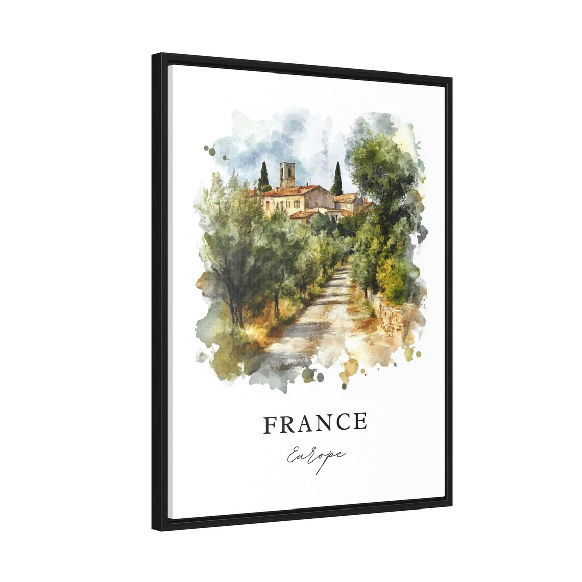 France Europe Countryside Lane Stone Village Watercolor Poster - Image 2