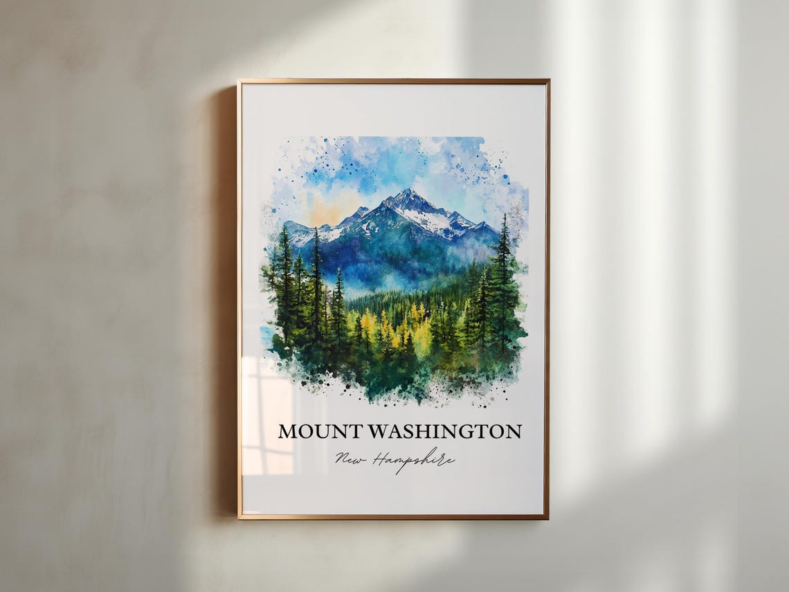 Mount Washington New Hampshire Snowy Peak Alpine Watercolor Poster - Image 3