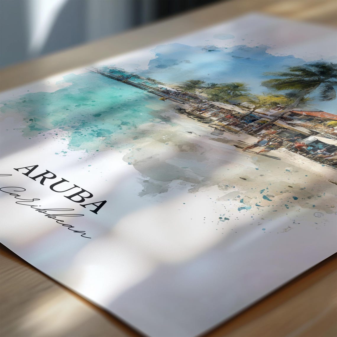 Aruba Wall Art Print Watercolor Caribbean Gift Travel Poster Housewarming - Image 6