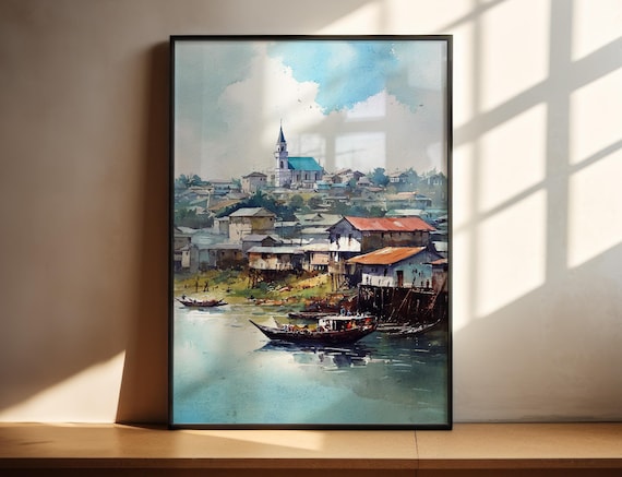 Calabar Nigeria Watercolor Riverside Church Spire Travel Art Poster