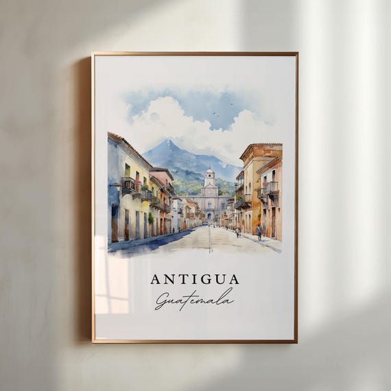 Antigua Guatemala Wall Art Poster Wedding Gift Birthday Present Custom Text Personalized