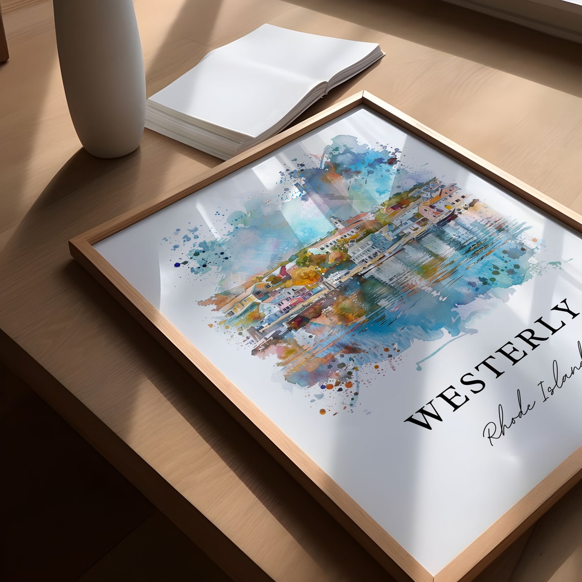Westerly Rhode Island Watercolor Harbor Town Waterfront Poster - Image 5