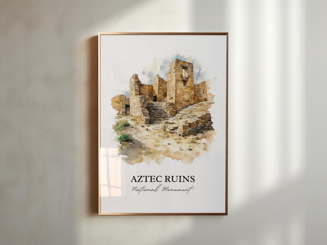 Aztec Ruins National Monument Watercolor Ancient Walls Poster - Image 4