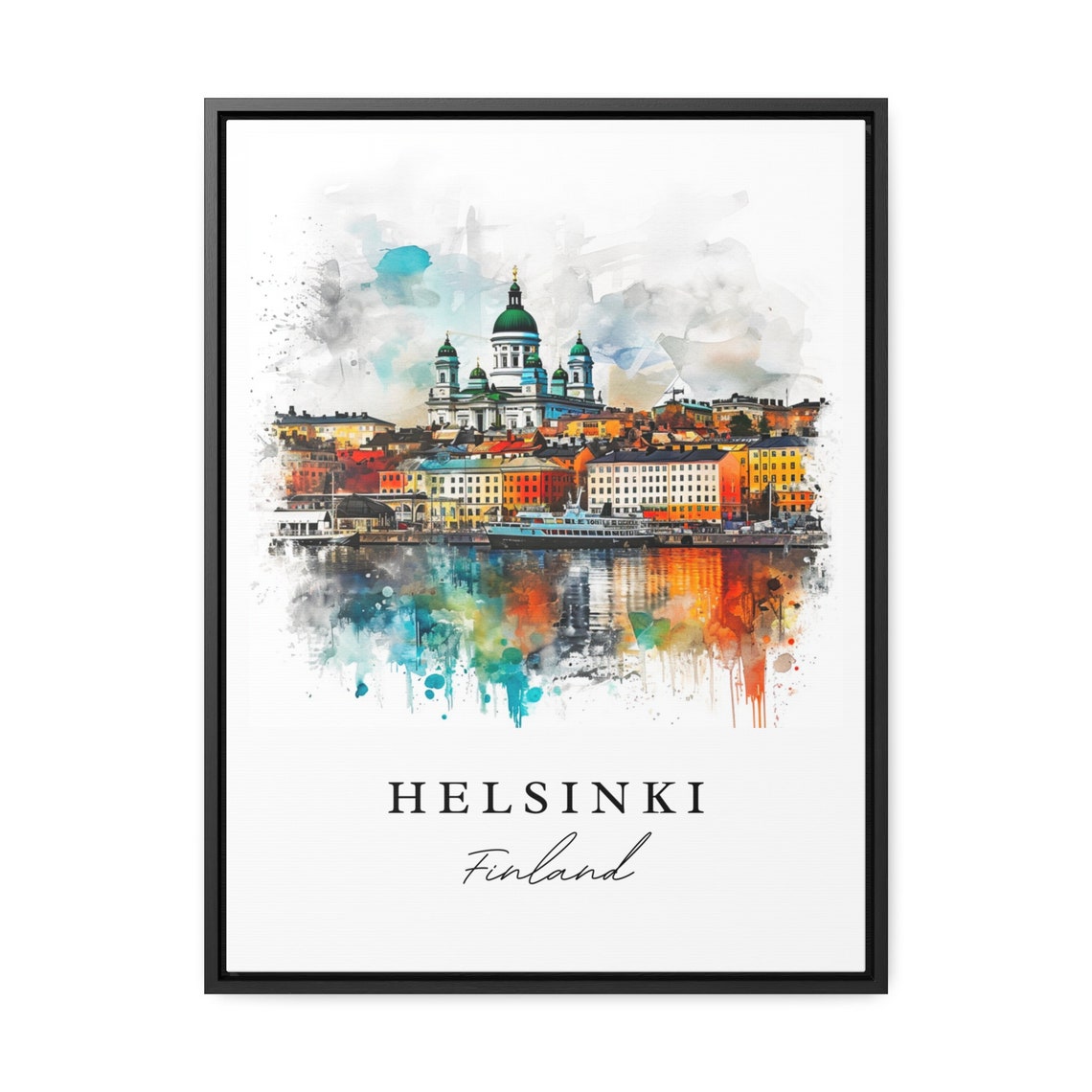 Helsinki Watercolor Travel Poster, Finland Custom Text - Image 2