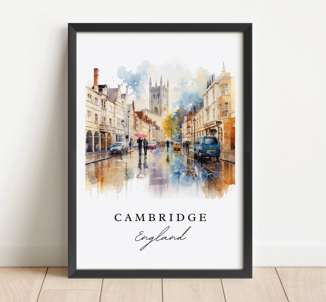 Cambridge England Travel Poster, Custom Text Art Print - Image 2