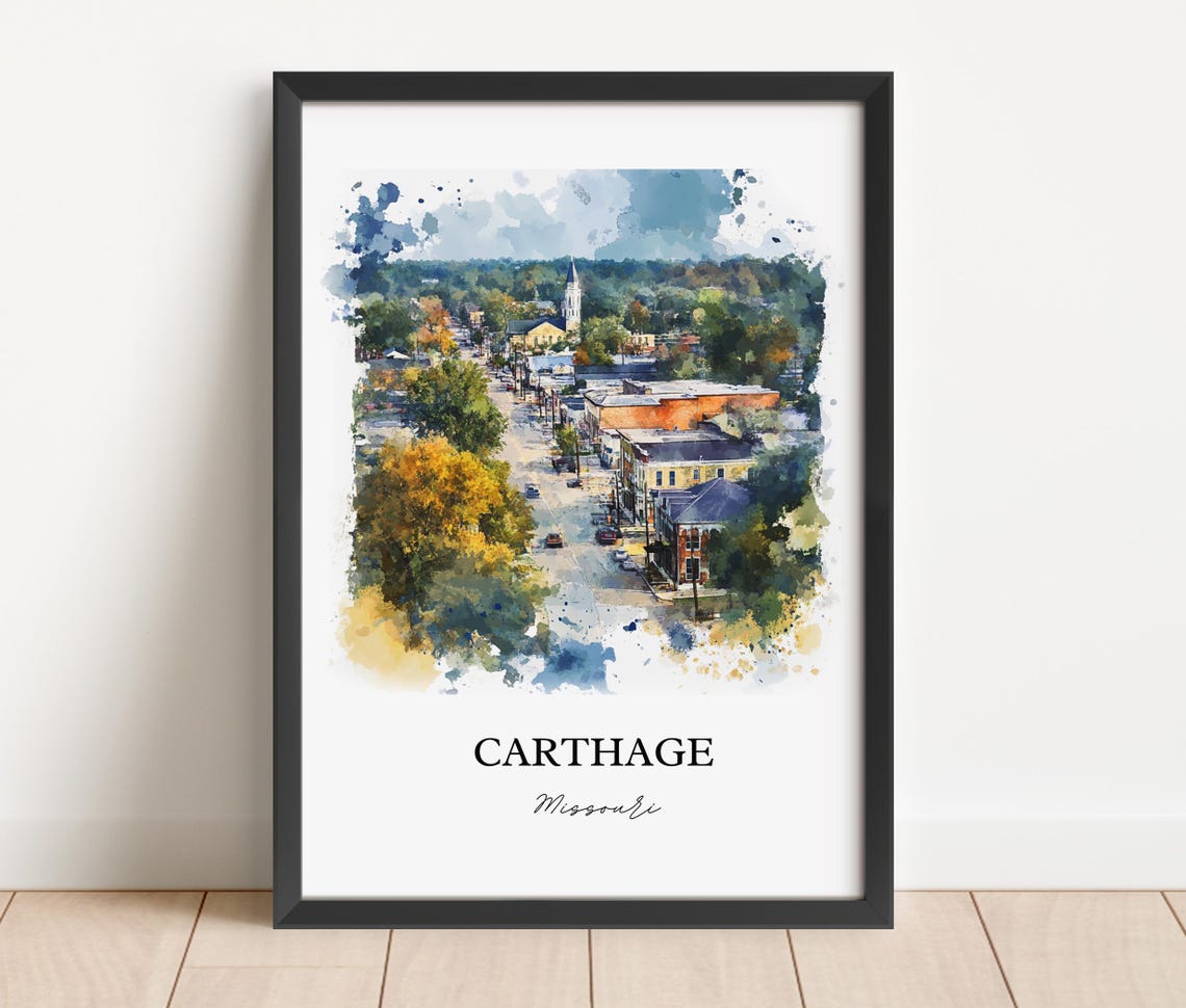 Carthage Missouri Aerial Downtown Church Steeple Fall Poster - Image 2