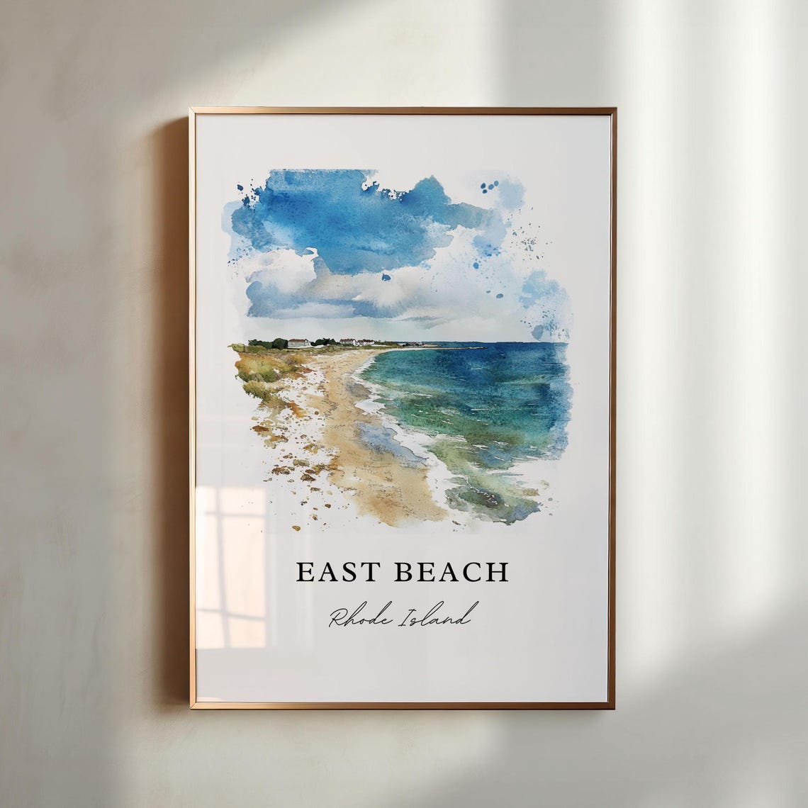East Beach Rhode Island Watercolor Sandy Shore Ocean View Poster