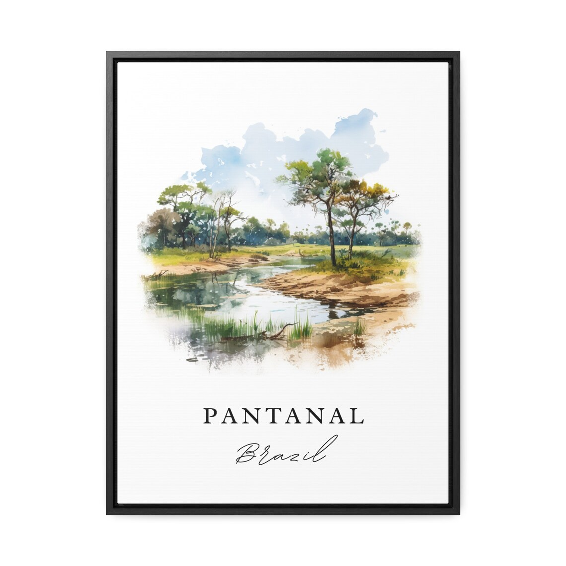Pantanal Brazil Watercolor Wetland River Savanna Travel Poster - Image 2