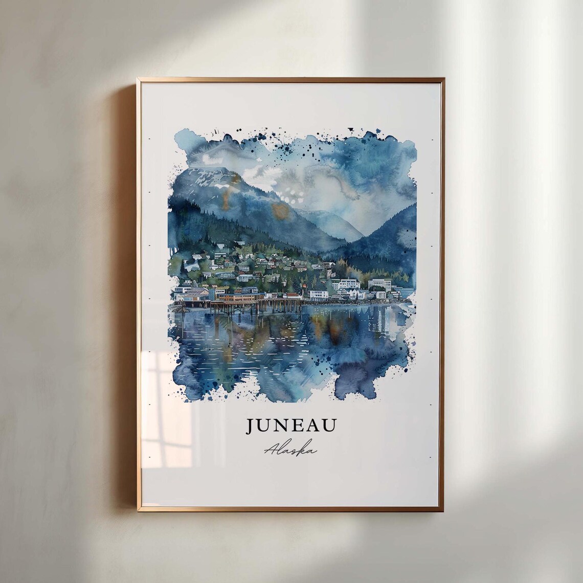 Juneau Alaska Watercolor Travel Poster Art Print