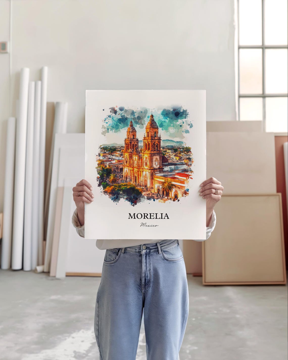 Morelia Mexico Watercolor Travel Poster, Michoacán - Image 4