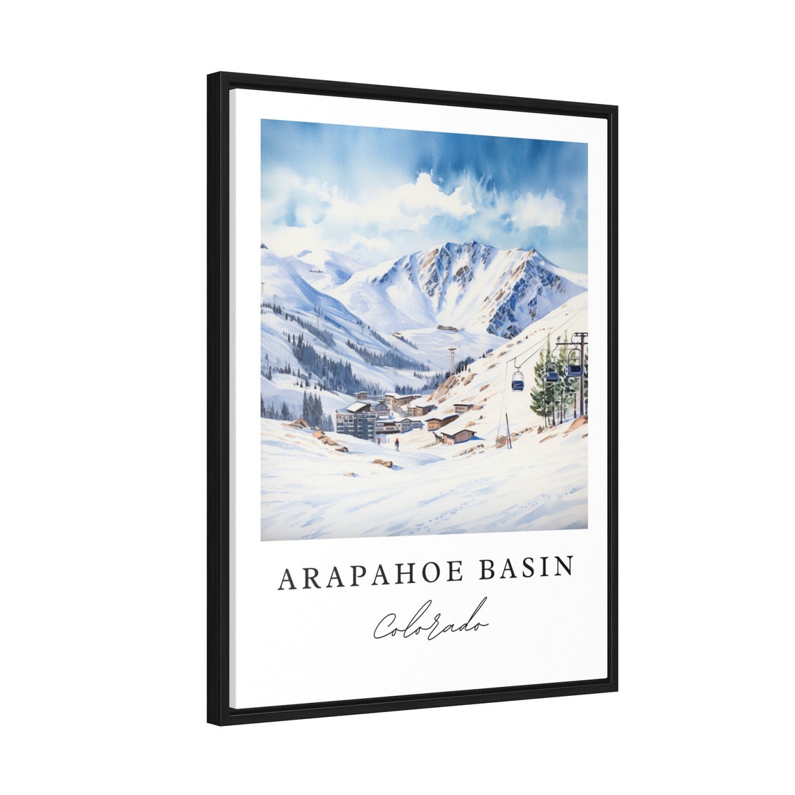 Arapahoe Basin Colorado Ski Slopes Chairlift Watercolor Poster - Image 2