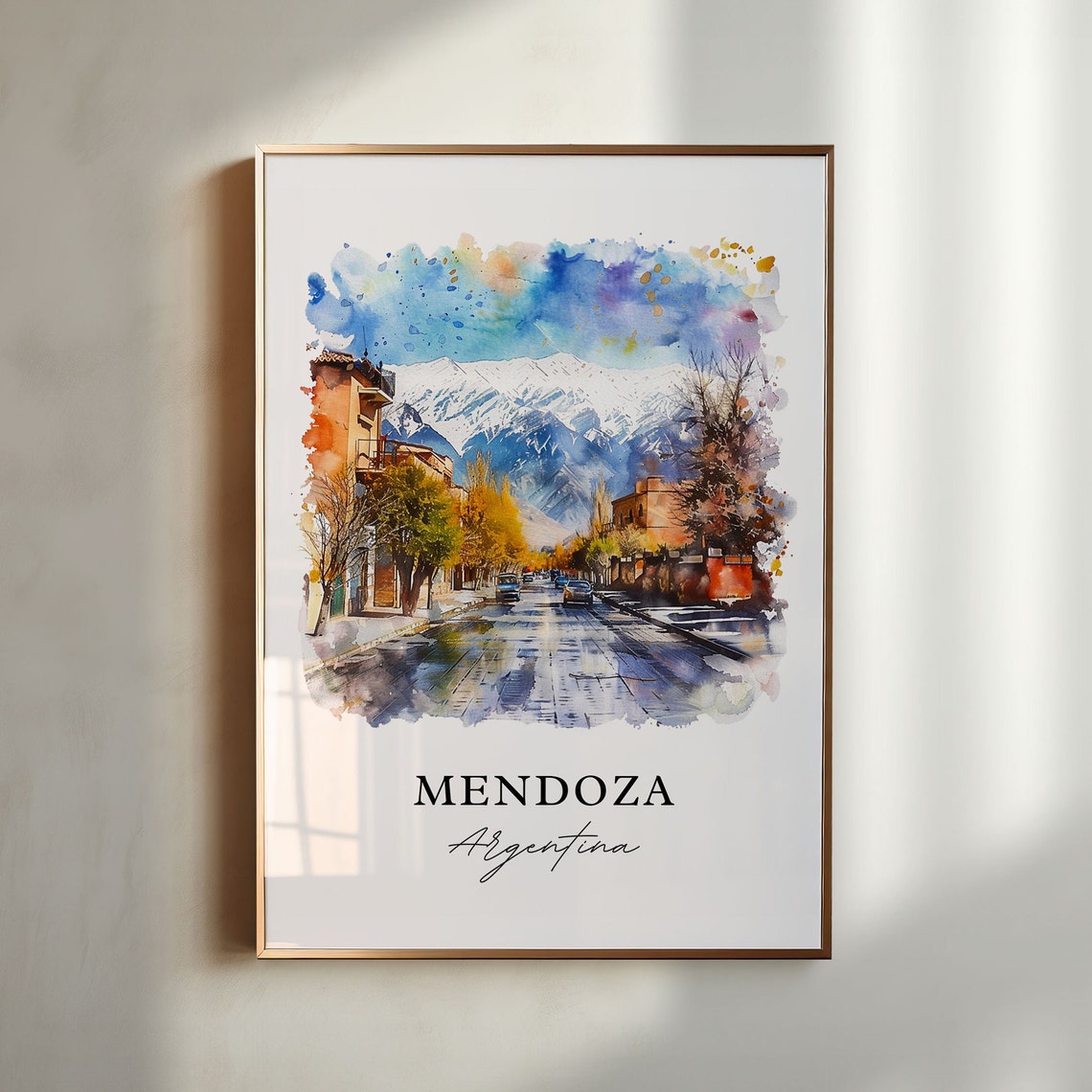 Mendoza Argentina Watercolor Travel Poster