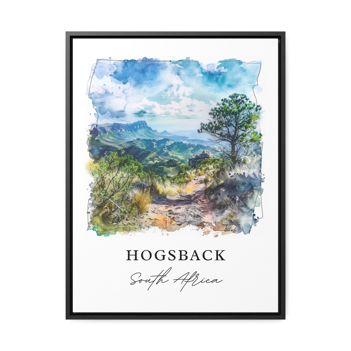 Hogsback South Africa Watercolor Of Mountain Trail And Peaks Poster