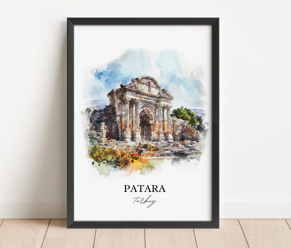 Patara Turkey Watercolor Ancient Stone Arch Ruins Travel Poster - Image 3