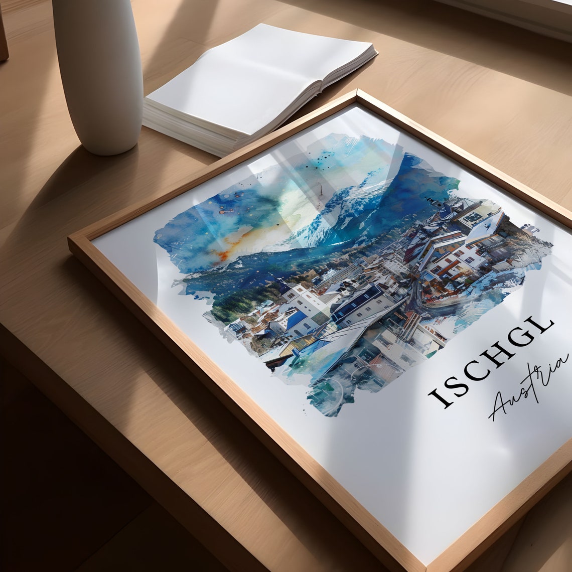 Ischgl Austria Watercolor Alpine Ski Resort Mountain Town Poster - Image 5