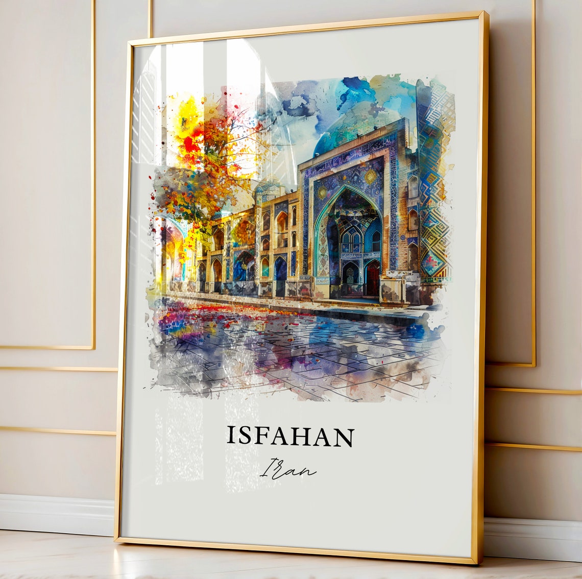 Isfahan Iran Watercolor Persian Tile Mosque Architecture Poster - Image 4