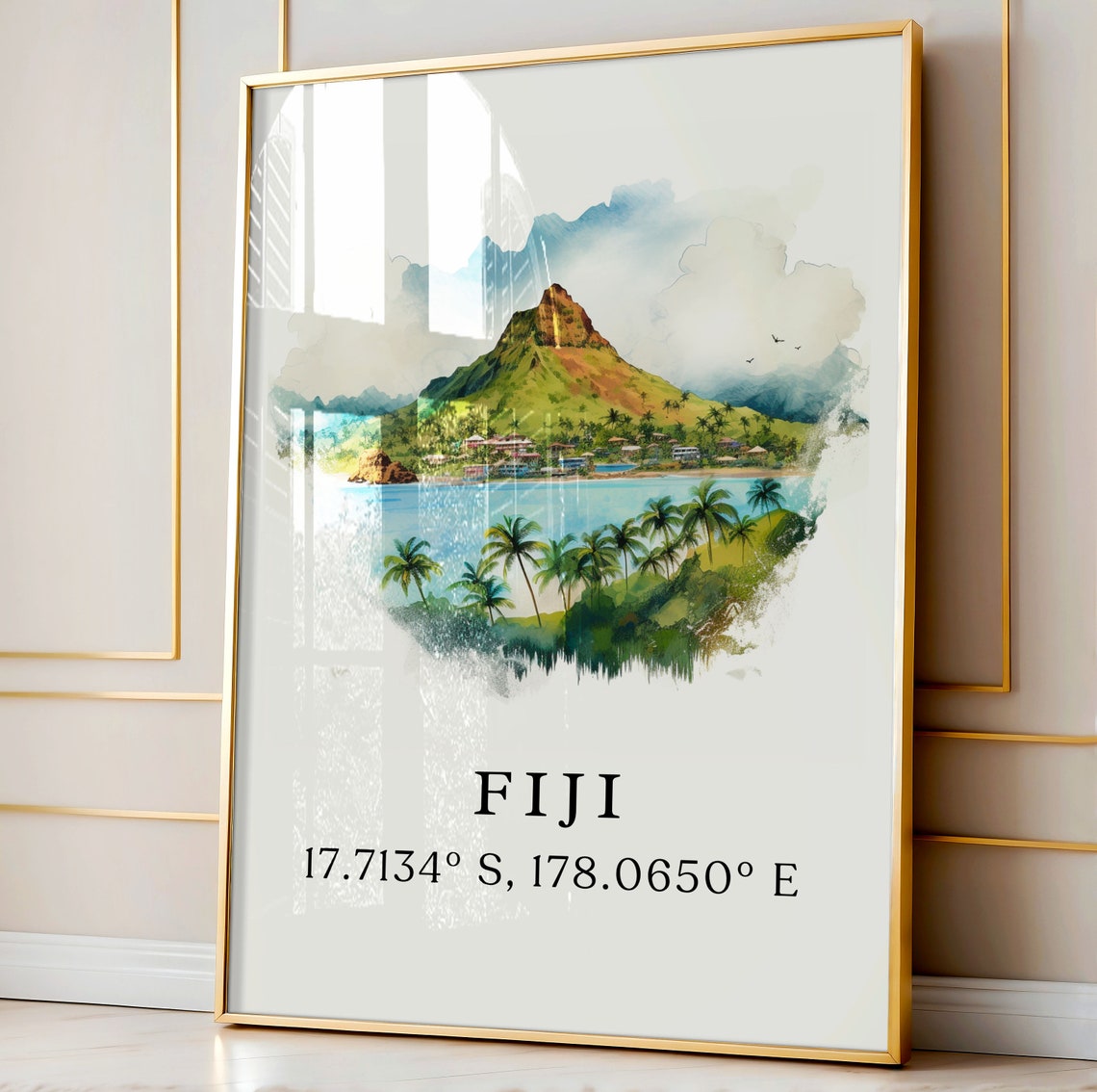 Fiji Coordinates Poster Print With Custom Text - Image 4