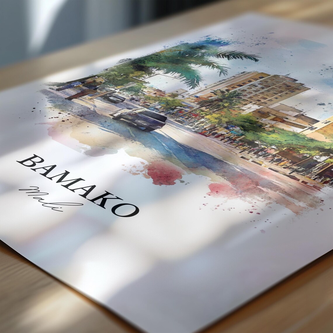 Bamako Mali Street Scene Watercolor City Modern Travel Poster - Image 7