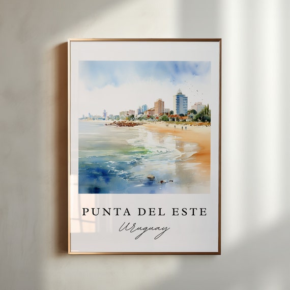 Punta Del Este Traditional Travel Art Uruguay Poster Wedding Gift Birthday Present Custom Text Personalized
