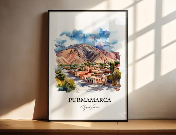 Purmamarca Wall Art Jujuy Province Print Argentina Watercolor Gift Travel Poster Housewarming