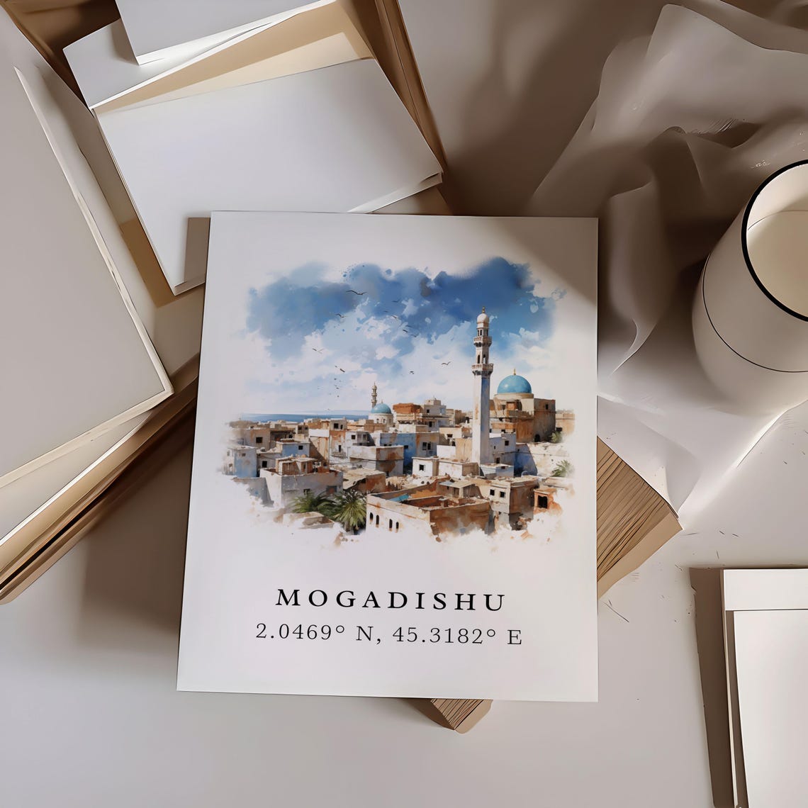 Mogadishu Somalia Wall Art Poster Wedding Gift Birthday Present Custom Text Personalized - Image 5