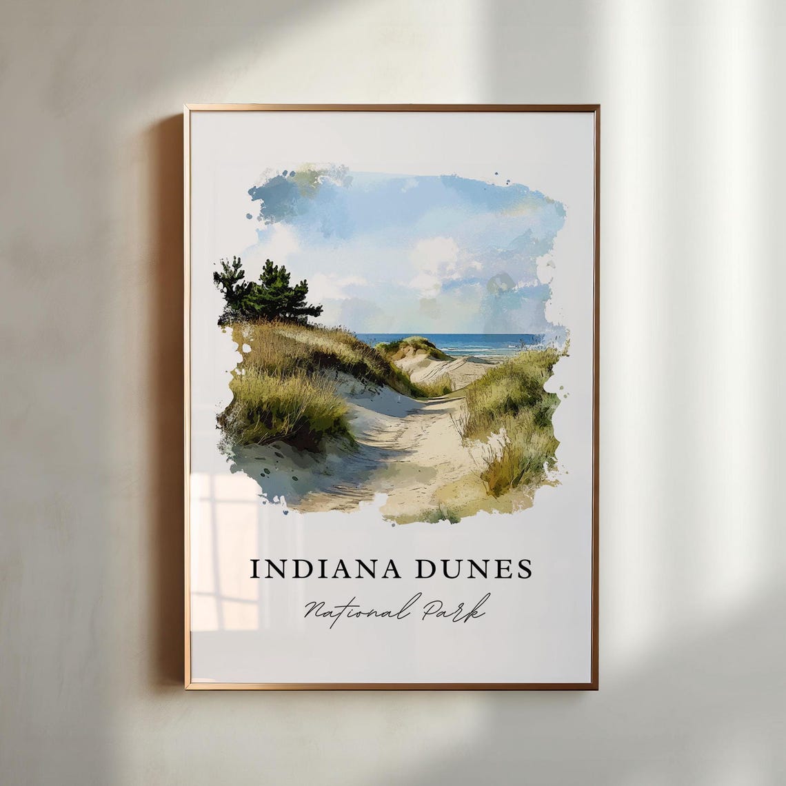 Indiana Dunes National Park Dune Path Watercolor Beach Trail Poster