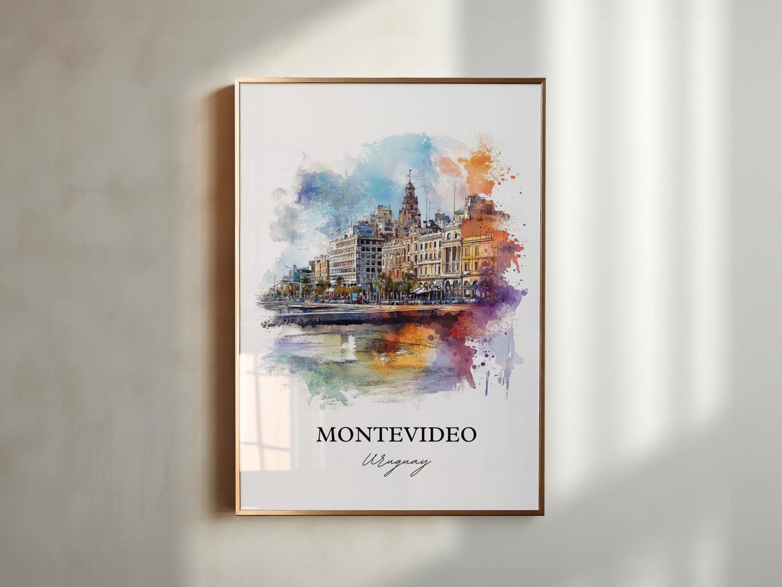 Montevideo Wall Art Print Uruguay Watercolor Gift Travel Poster Housewarming - Image 4