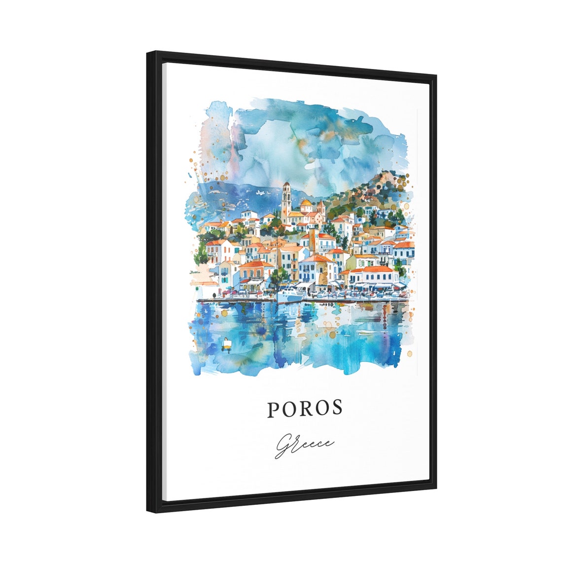 Poros Greece Watercolor Travel Poster Art Print - Image 2