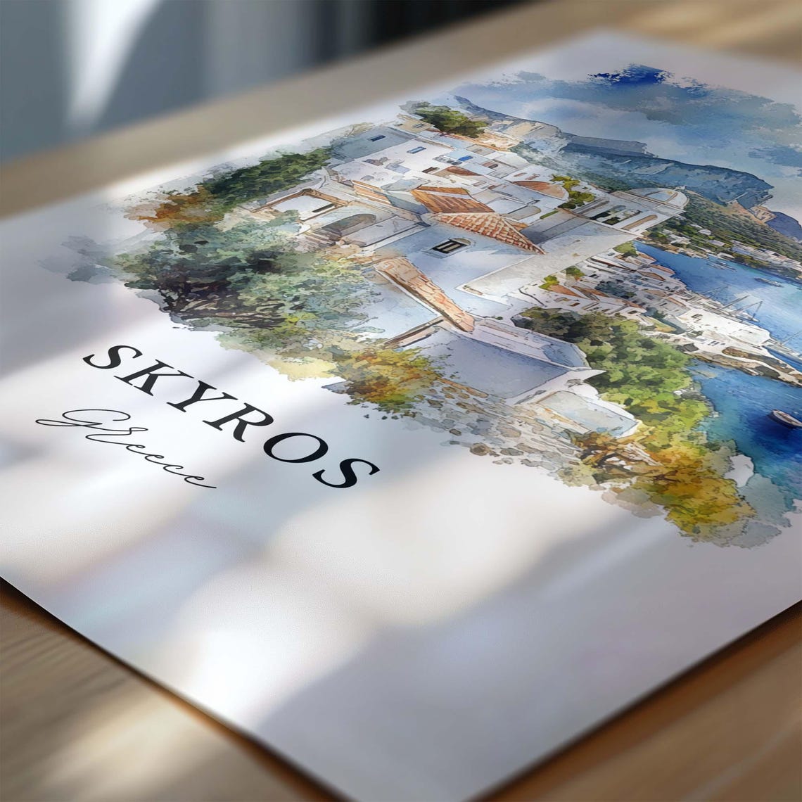 Skyros Greece Whitewashed Village Church Bell Tower Harbor View Poster - Image 4