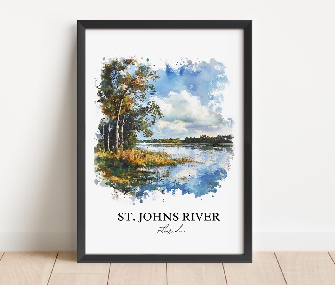 St Johns River Florida Riverside Watercolor Nature Travel Poster - Image 4