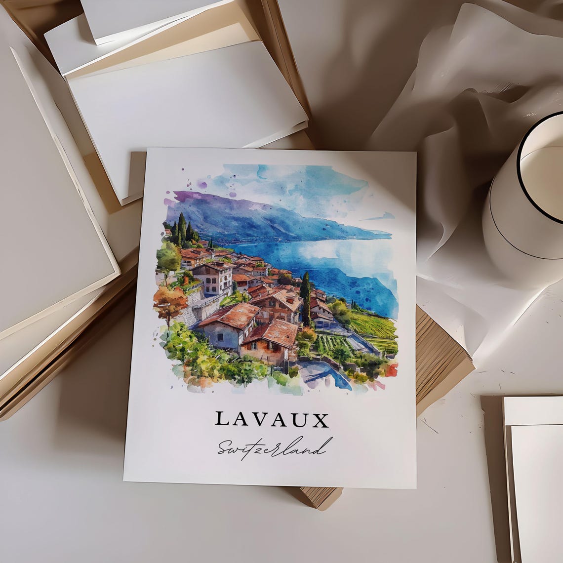 Lavaux Switzerland Watercolor Travel Poster, Region - Image 6