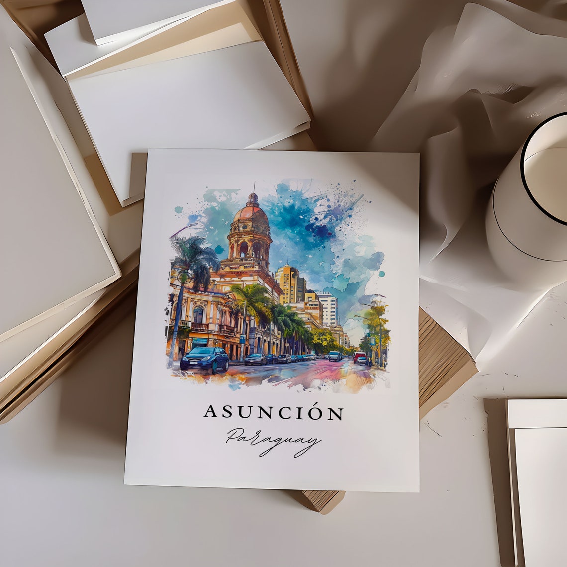 Asuncion Wall Art Paraguay Print Wedding Gift Birthday Present Custom Text Perfect - Image 6