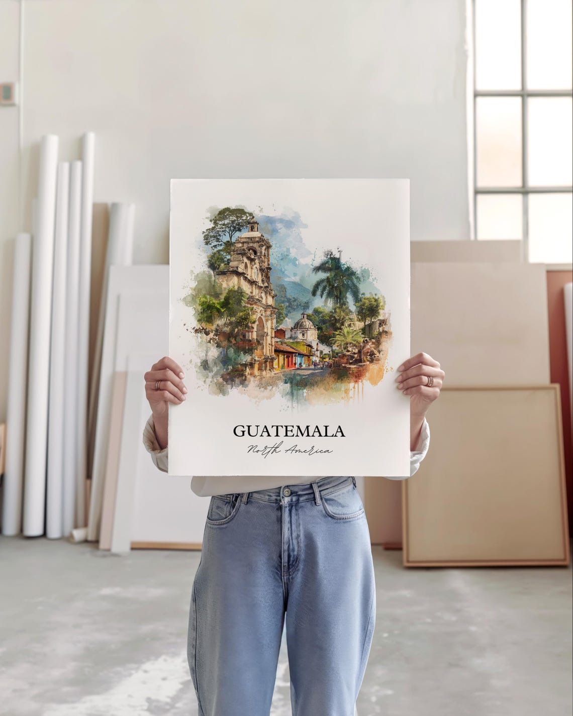 Guatemala Watercolor Travel Poster, Central America - Image 4