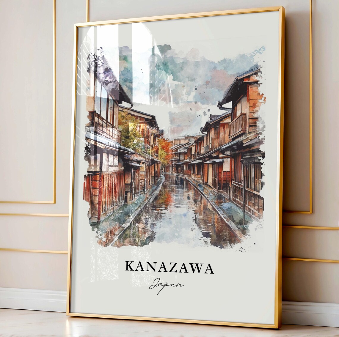 Kanazawa Japan Watercolor Travel Poster, Ishikawa - Image 3