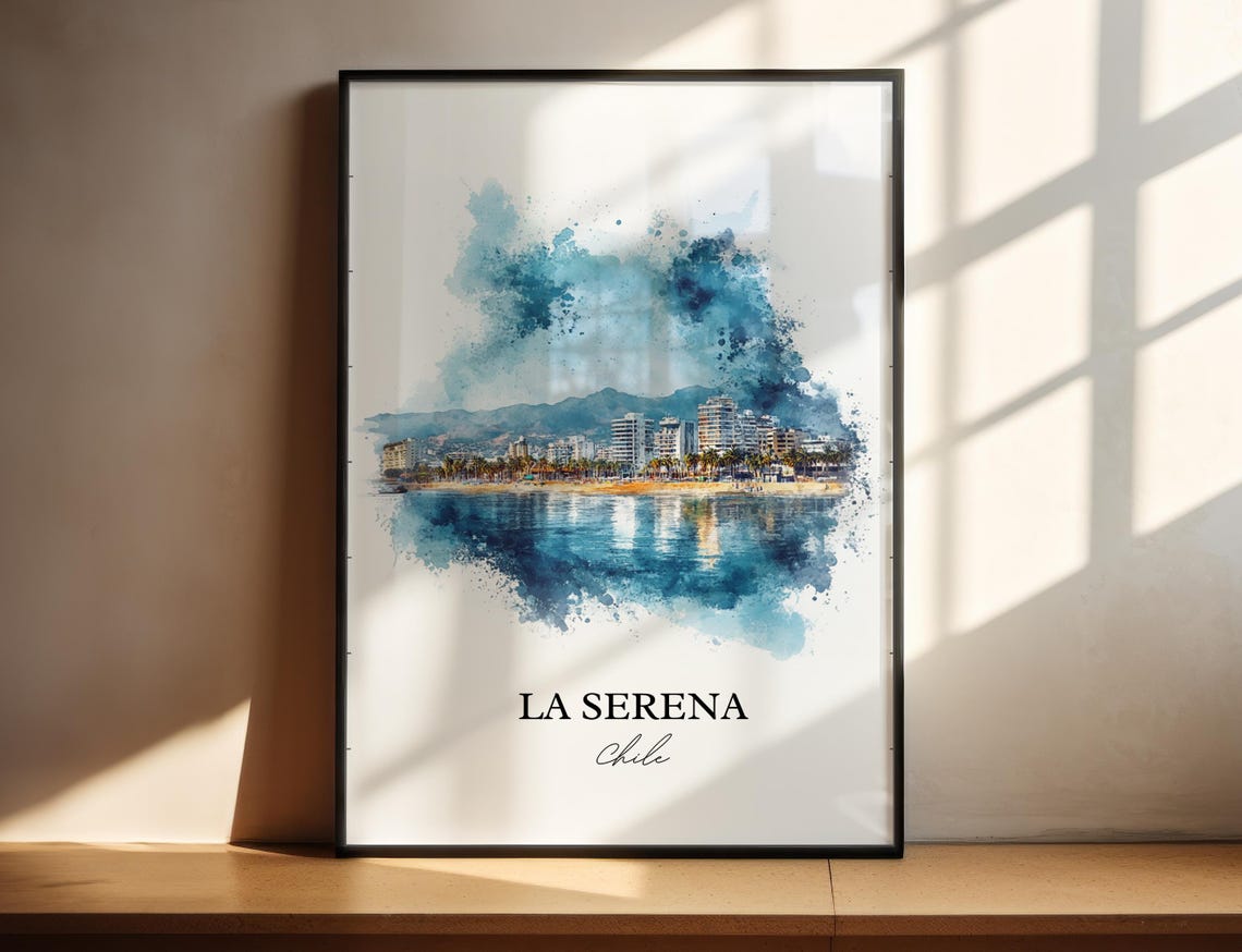 La Serena Chile Art Print Watercolor Gift Travel Poster Housewarming