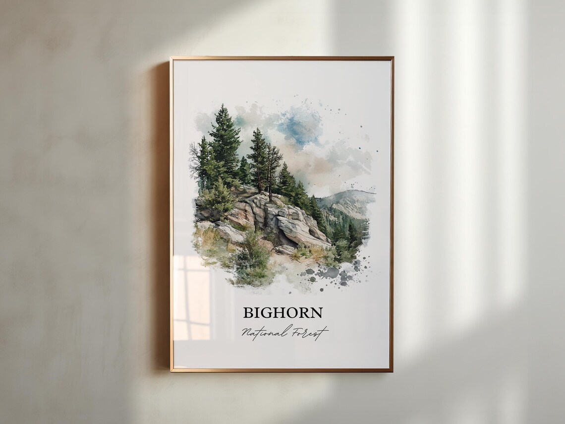 Bighorn National Forest Rocky Ridge Watercolor Mountain Poster - Image 4