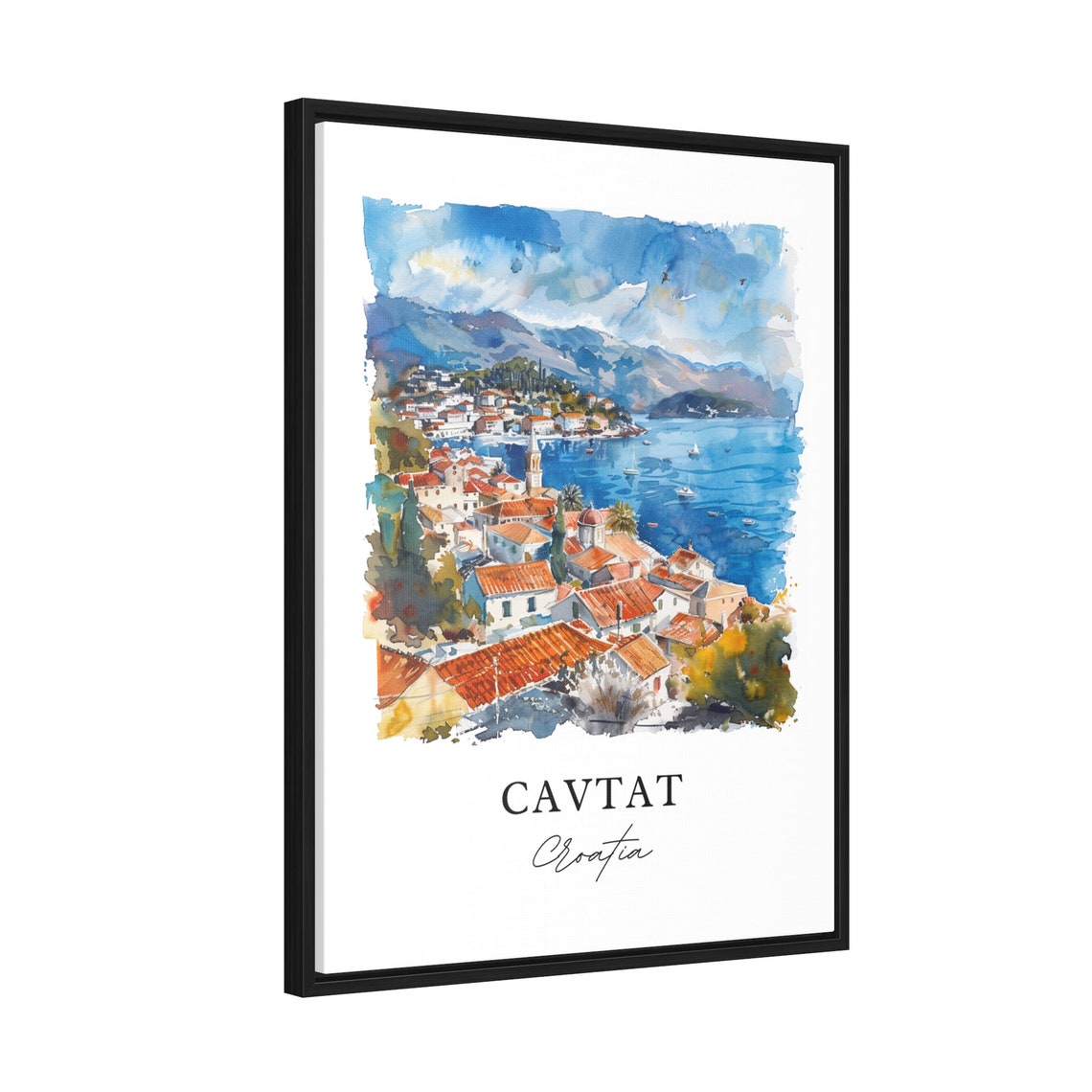 Cavtat Croatia Adriatic Coast Sailboat Watercolor Village Poster - Image 2