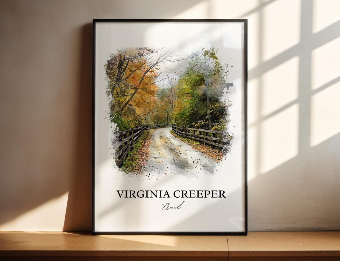 Virginia Creeper Trail Art Abingdon Print Watercolor Gift Travel Poster Housewarming