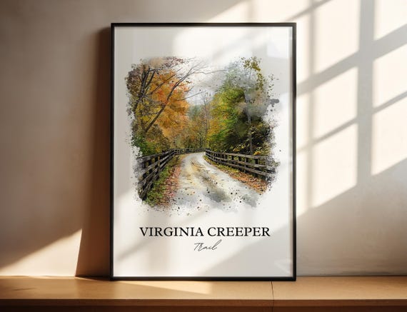 Virginia Creeper Trail Art Abingdon Print Watercolor Gift Travel Poster Housewarming