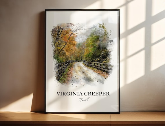 Virginia Creeper Trail Bridge Autumn Watercolor Artwork Poster