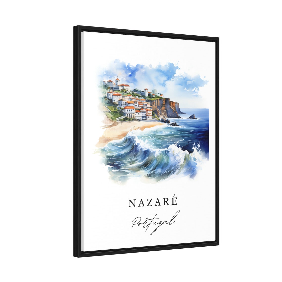 Nazare Travel Poster, Watercolor Wall Art Print - Image 2