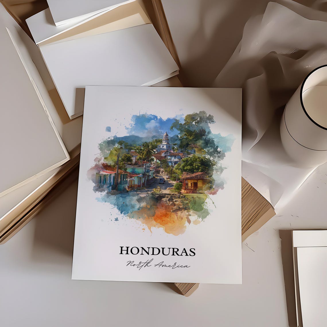 Honduras Wall Art Print Watercolor Gift Travel Poster Housewarming - Image 5