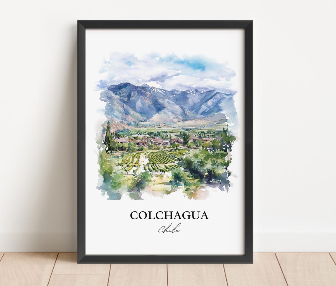 Colchagua Wall Art Print Chile Watercolor Gift Travel Poster Housewarming - Image 2